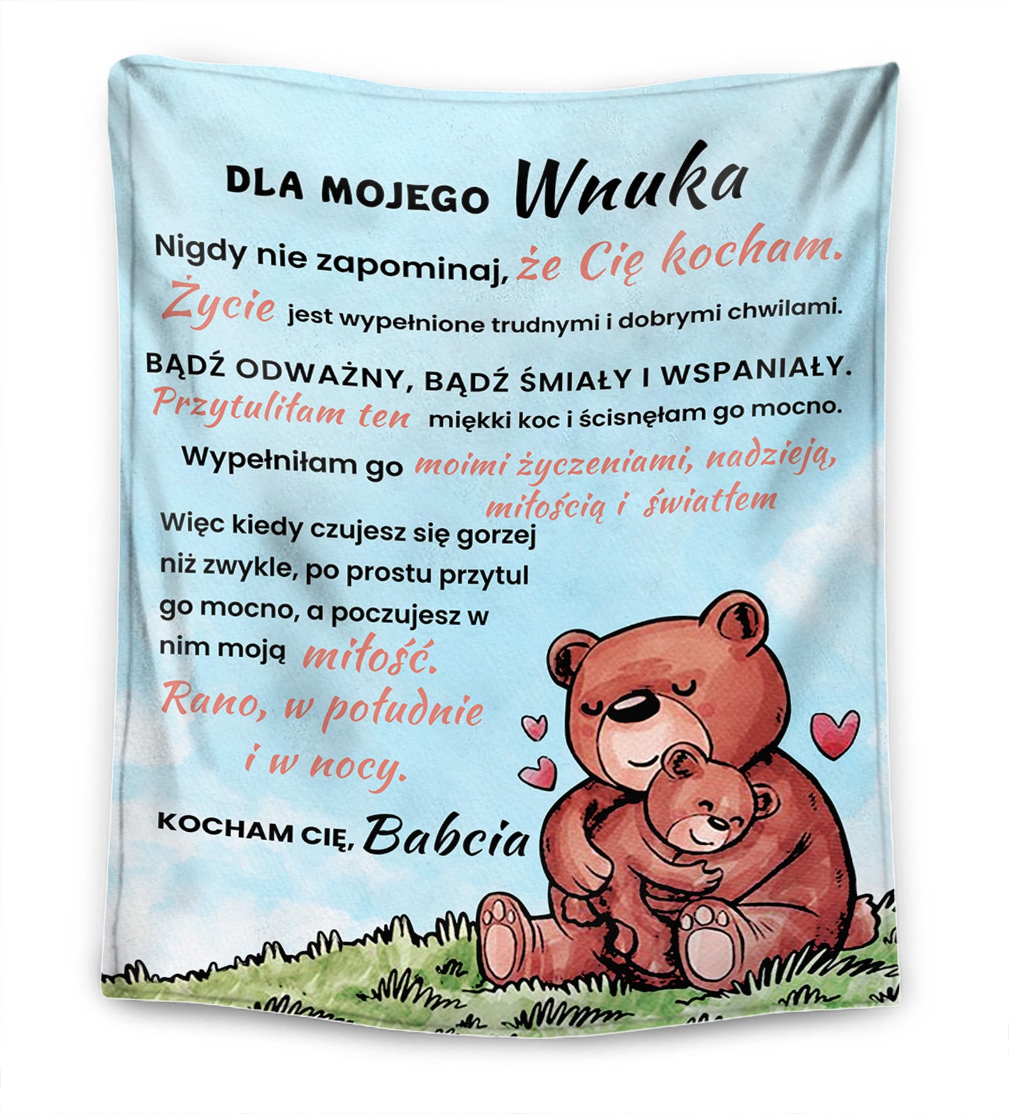 Cudny Miś  - Babcia dla mojej wnuczki/mojego wnuka Koc Premium™