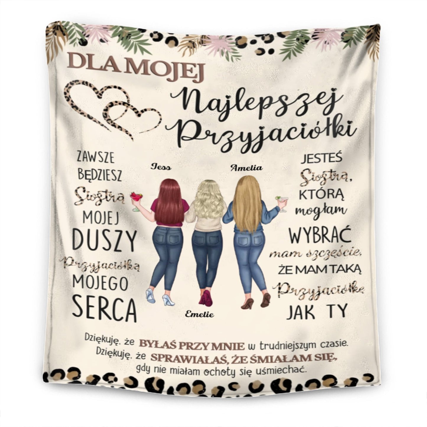 Dla Mojej Najlepszej Przyjaciółki - Siostra Duszy, Przyjaciółka Serca - Personalizowany Koc Premium - Wersja 2™