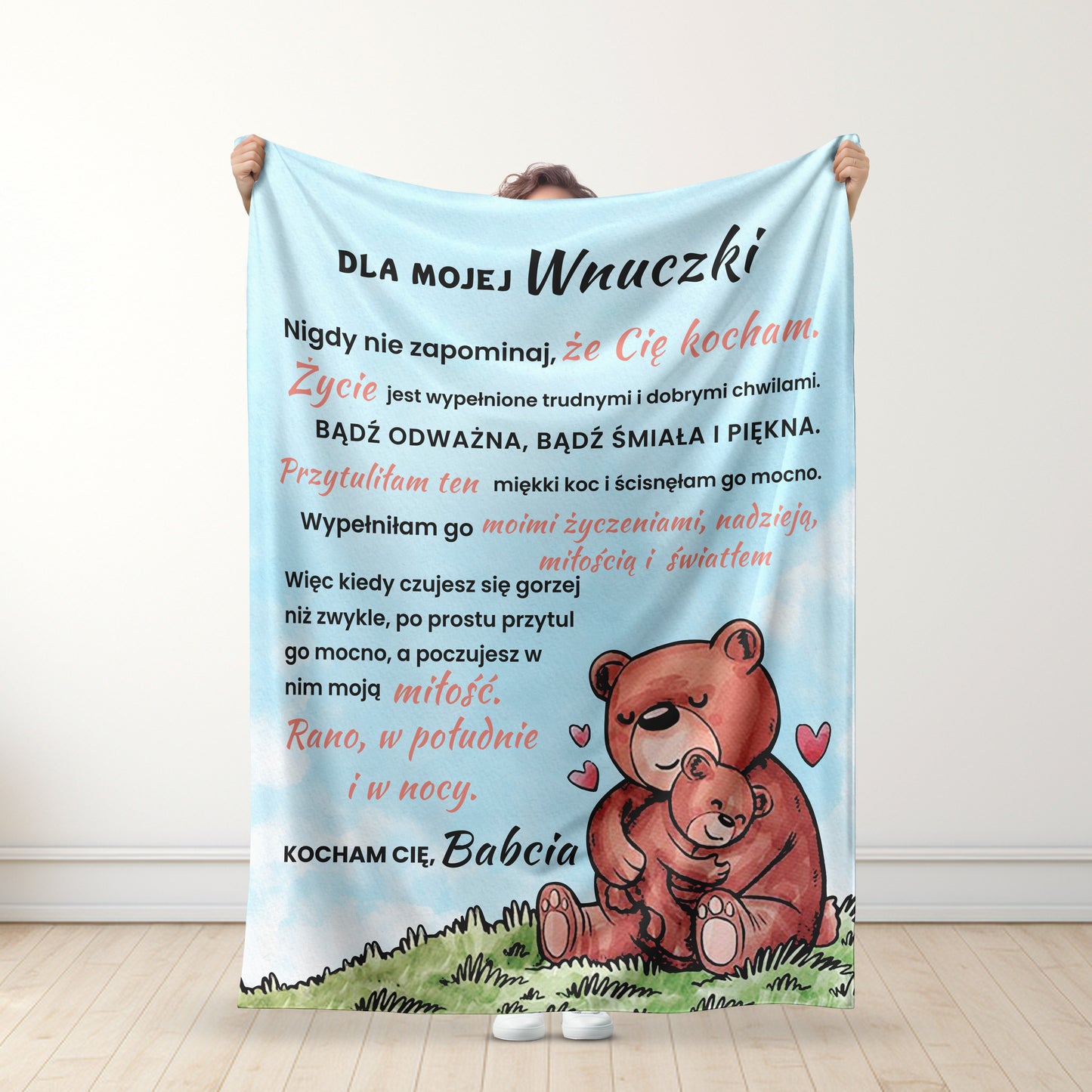 Cudny Miś  - Babcia dla mojej wnuczki/mojego wnuka Koc Premium™