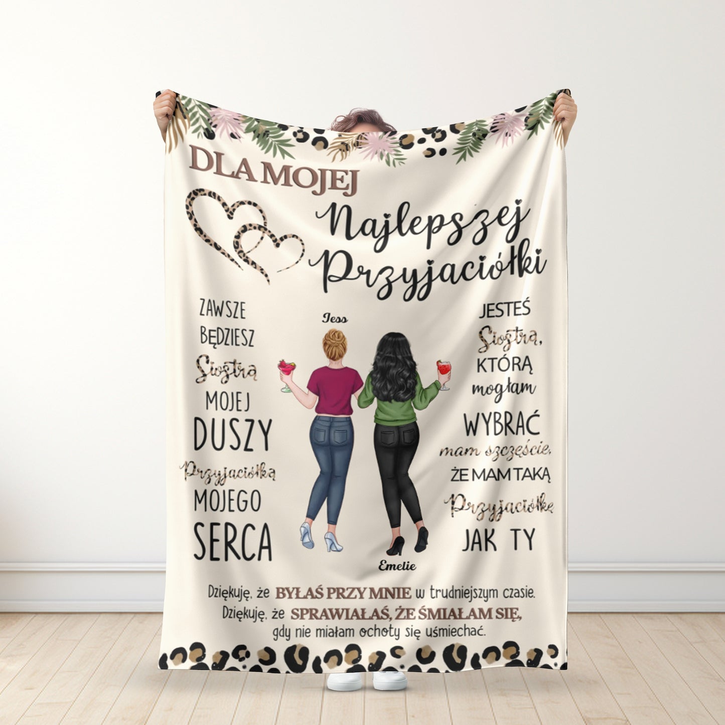 Dla Mojej Najlepszej Przyjaciółki - Siostra Duszy, Przyjaciółka Serca - Personalizowany Koc Premium - Wersja 2™