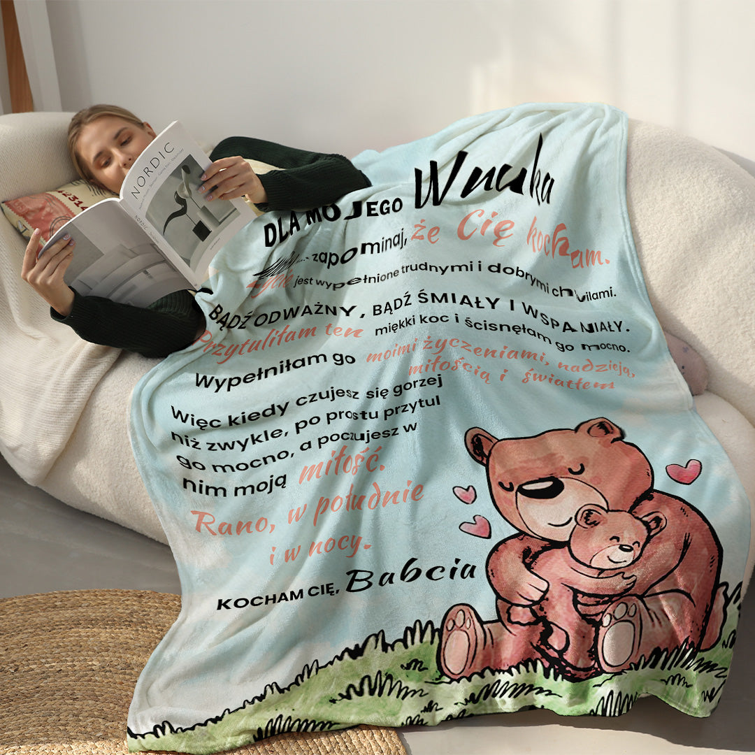 Cudny Miś  - Babcia dla mojej wnuczki/mojego wnuka Koc Premium™