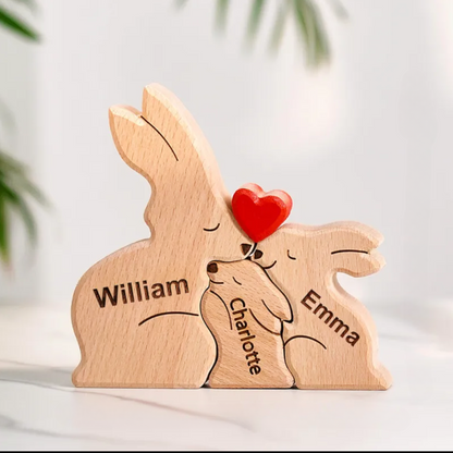 Wielkanocne puzzle z zającami – Prezent dla rodziny – Personalizowane drewniane puzzle
