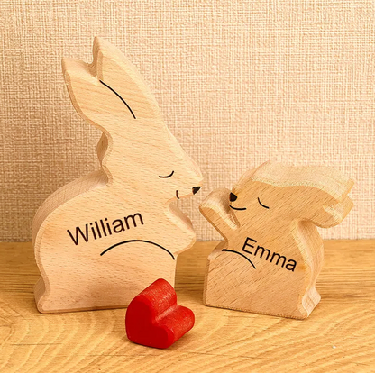 Wielkanocne puzzle z zającami – Prezent dla rodziny – Personalizowane drewniane puzzle