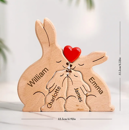 Wielkanocne puzzle z zającami – Prezent dla rodziny – Personalizowane drewniane puzzle