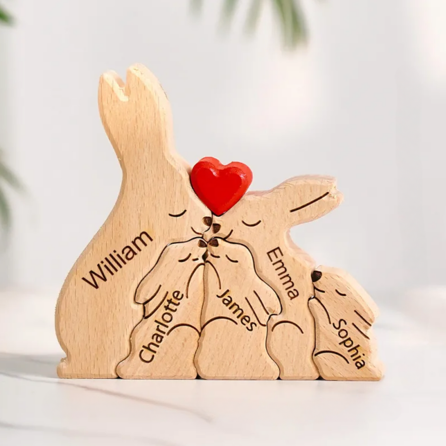 Wielkanocne puzzle z zającami – Prezent dla rodziny – Personalizowane drewniane puzzle